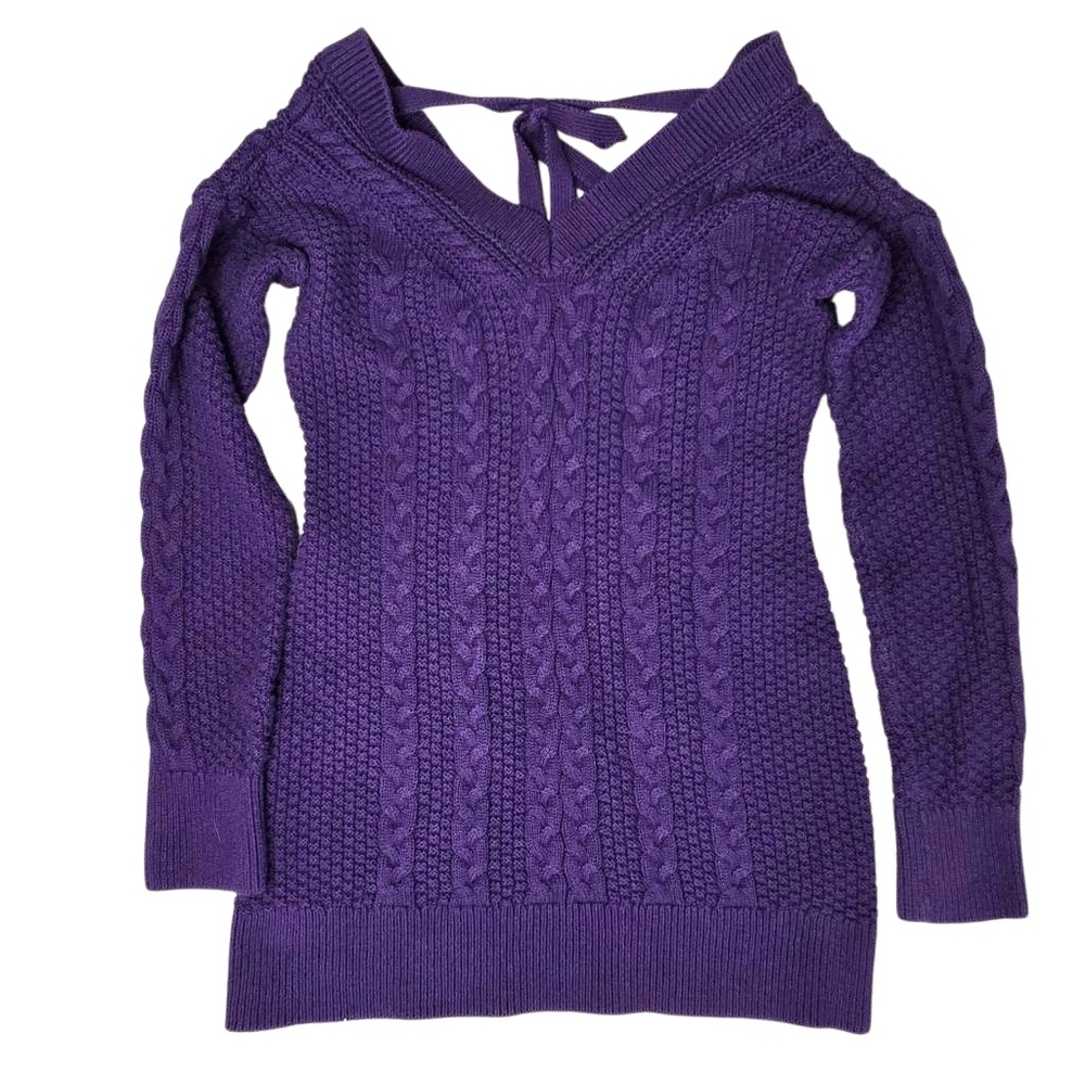 Abercrombie & Fitch 100% Cotton Cableknit Sweater Purple